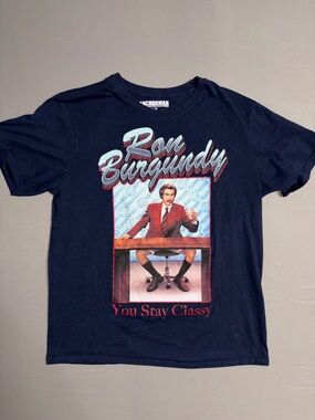 Ron Burgundy Graphic Tee - Navy Crewneck